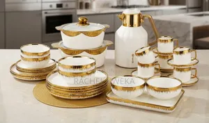 Royal Gold Dinner Set Ceramic Pots Combo (Pcs 32+) - Kariakoo