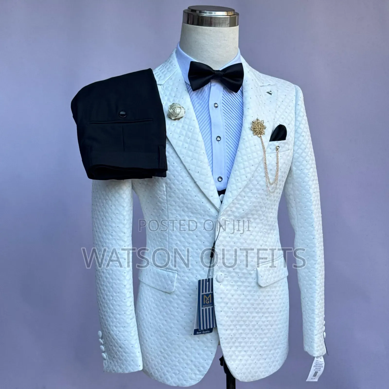 2 Buttons Jacket 3 PCS Black Pant Men's Suits New and Original