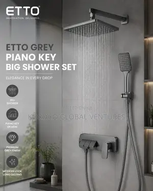 Grey Piano Key Big Shower Set