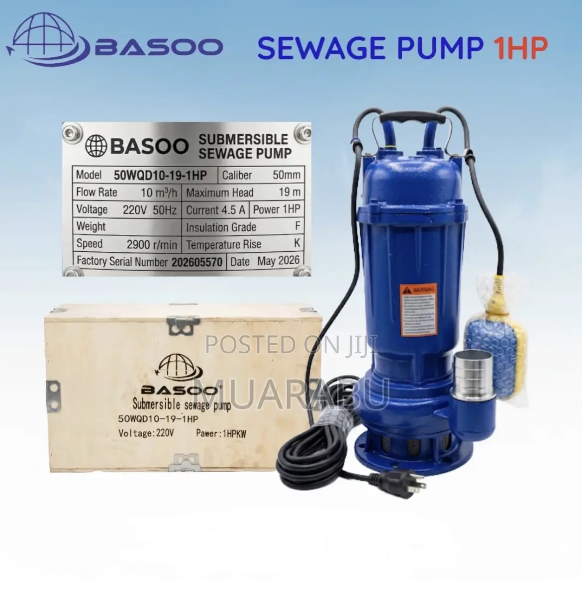 Basoo Sewage Pump 1hp