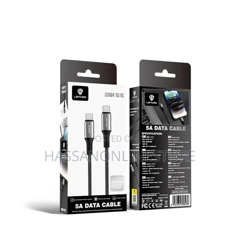 Lenyes Lc564 Type-C to Type-C Pd Braided Fast Charging Cable
