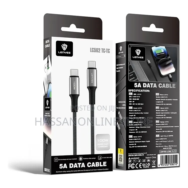 Lenyes Lc562 Type-C to Type-C Pd Braided Fast Charging Cable