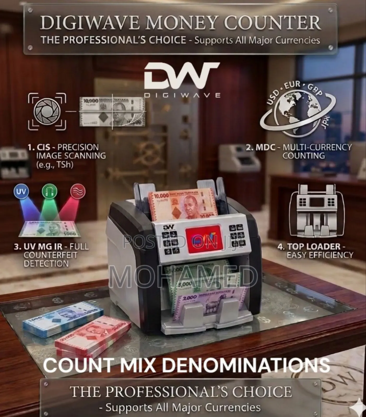  Digiwave Top Load Multi Denomination Money Counter 