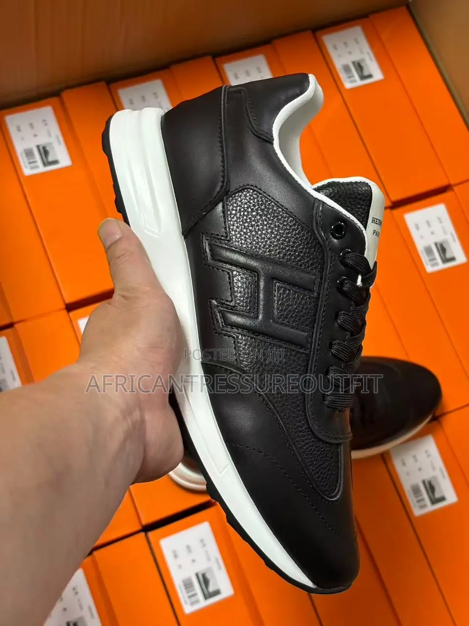 Hermes Bouncing Sneakers Texting Branding Visible on Leather Footbed