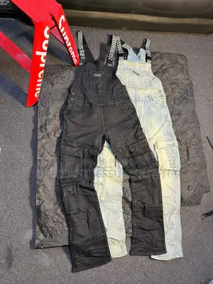 Utulity Demin Overall Cargo Pocket and a Signature Stacked Silhouette