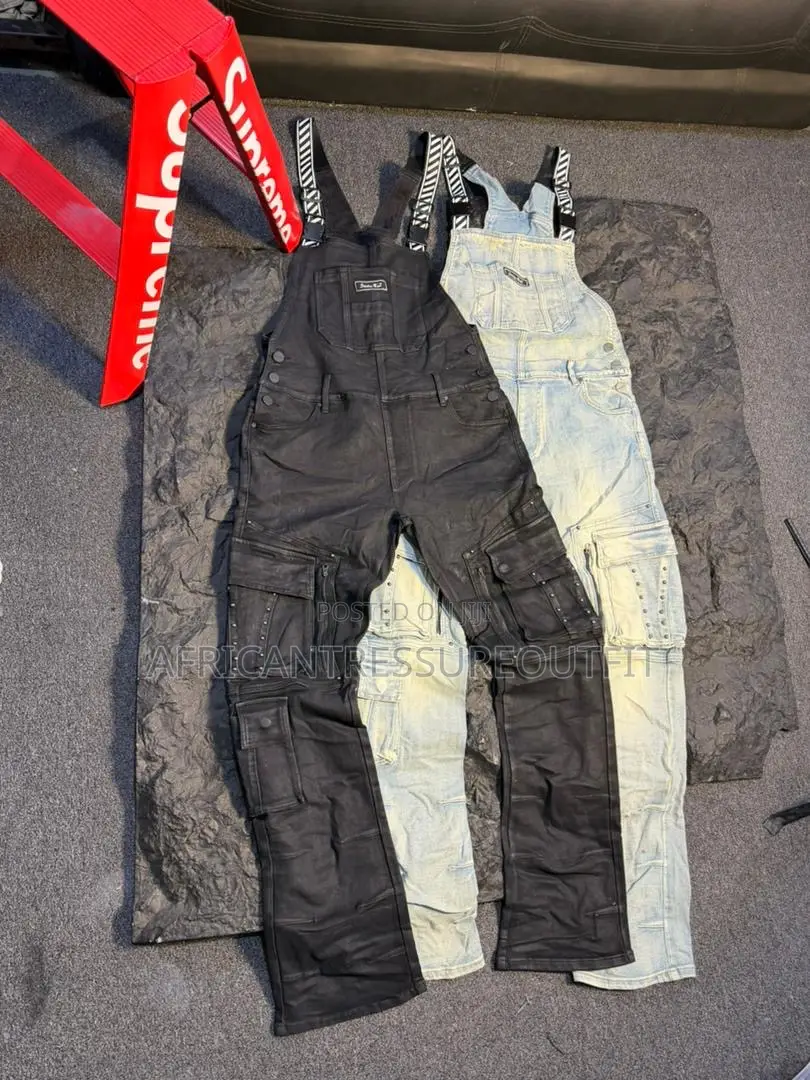 Utulity Demin Overall Cargo Pocket and a Signature Stacked Silhouette