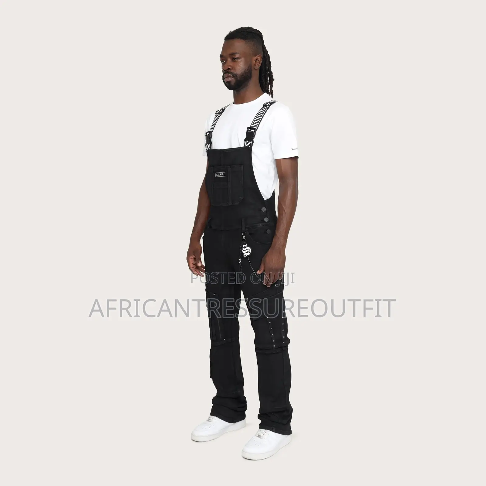 Utulity Demin Overall Cargo Pocket and a Signature Stacked Silhouette