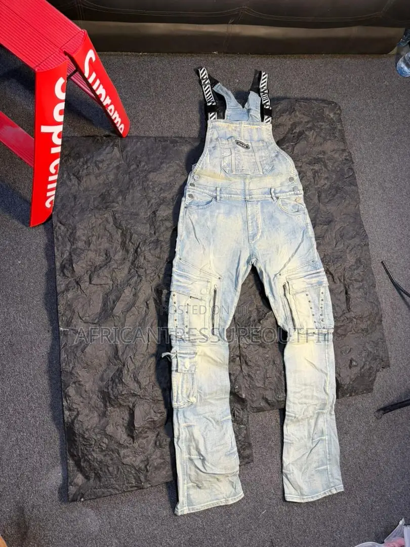 Utulity Demin Overall Cargo Pocket and a Signature Stacked Silhouette