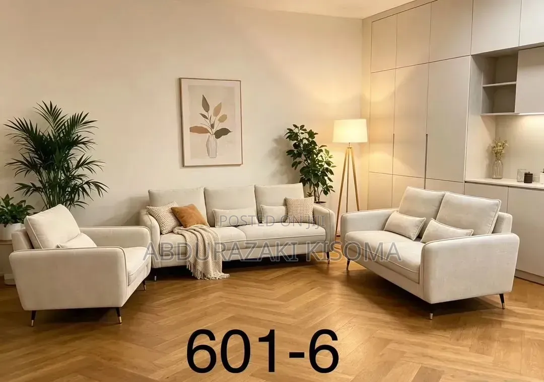 Cream Modern Fabric Sofa Suite - Model 601-6