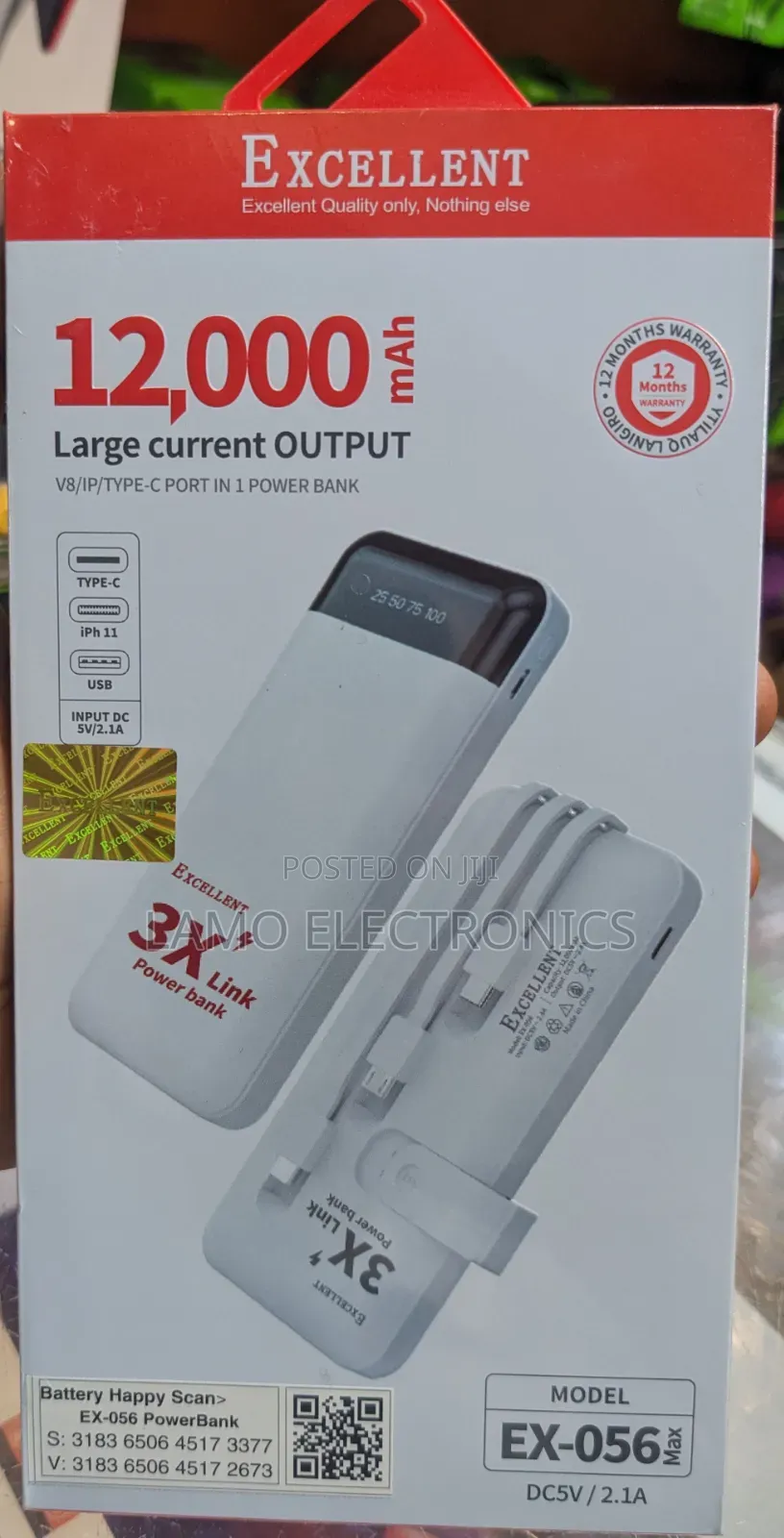 Excellent 12000mah Ex-056 Power Bank