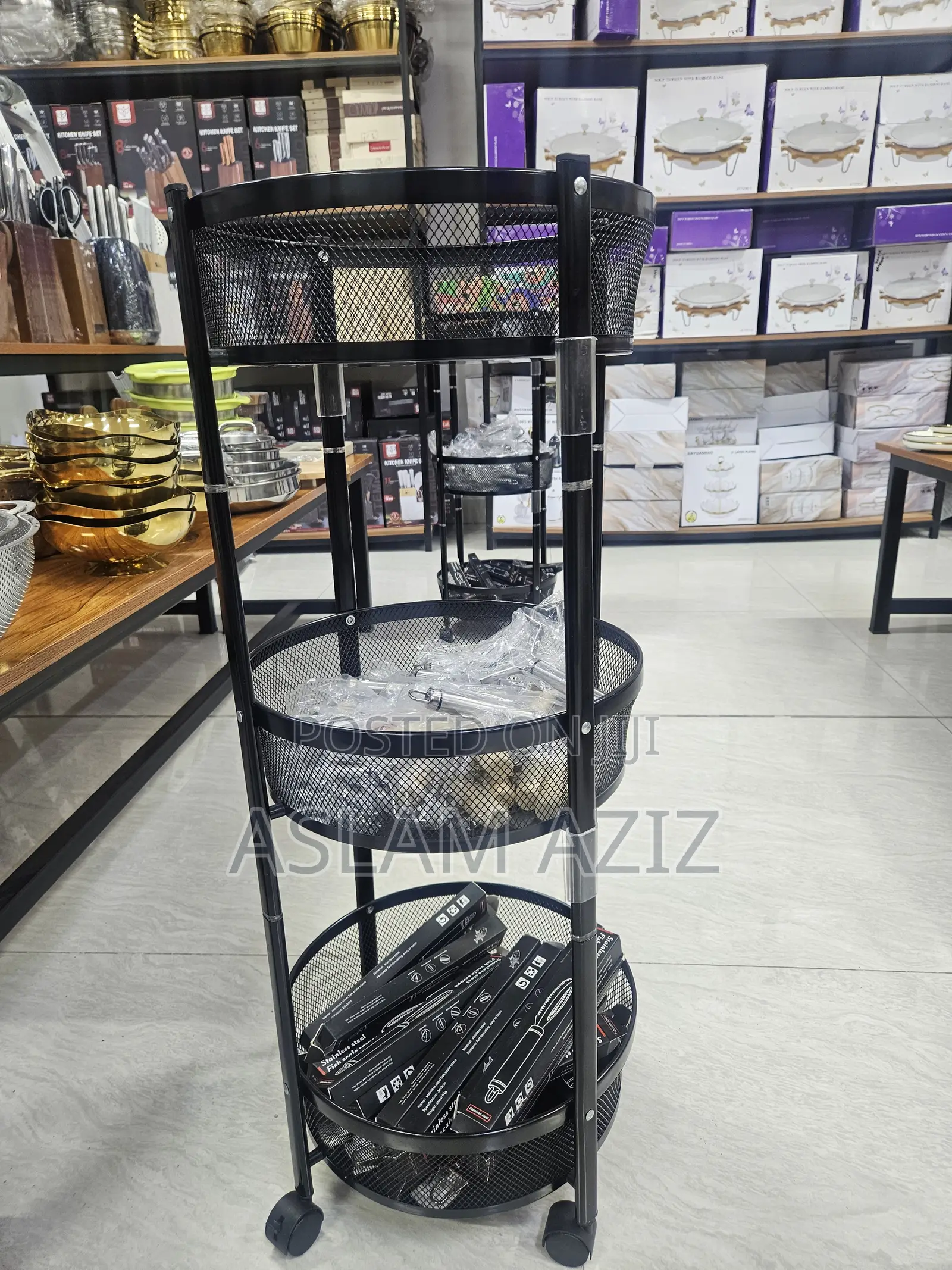 3-Tier Rolling Storage Cart(Rafu Ya Kuhifadhia)