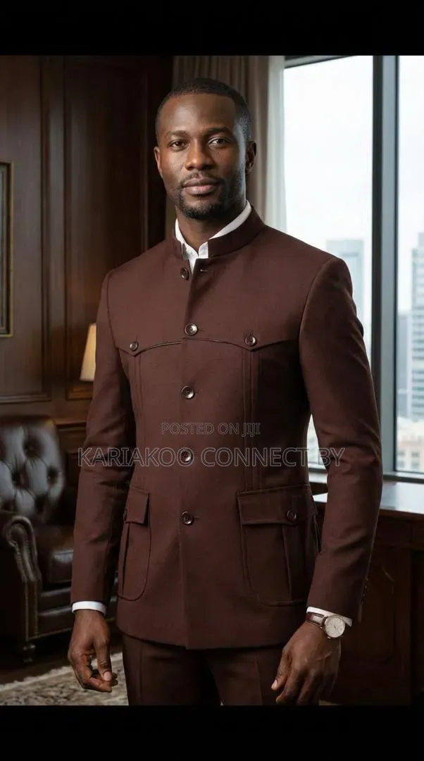 Mandarin Collar Safari Suit