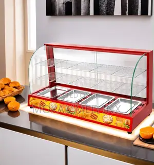 Hot Food Display Showcase – 4 Pan 4 Food Pans Capacity Keeps Food Warm