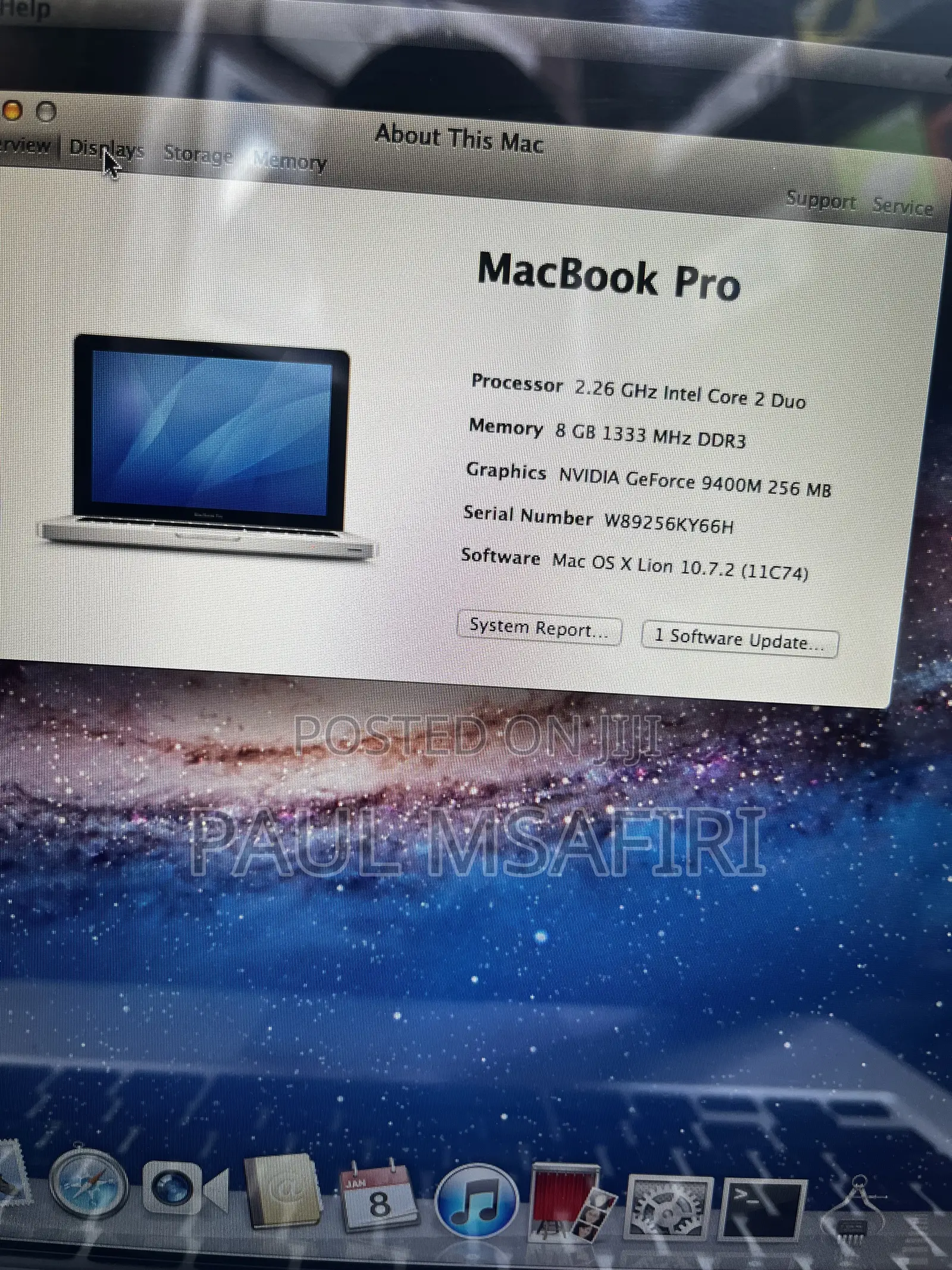 Laptop Apple MacBook Pro 2011 8GB Intel Core 2 Duo HDD 500GB