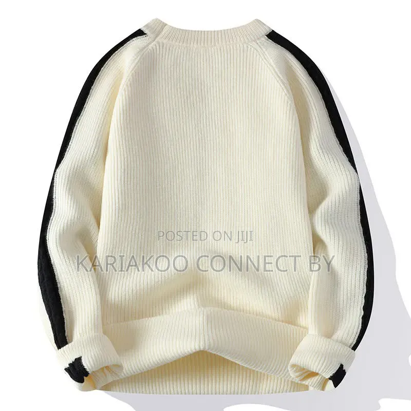 Men's Contrast Stripe Rib-Knit Sweater