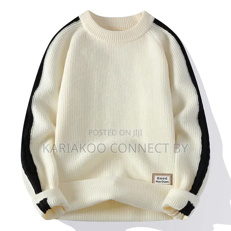 Men's Contrast Stripe Rib-Knit Sweater