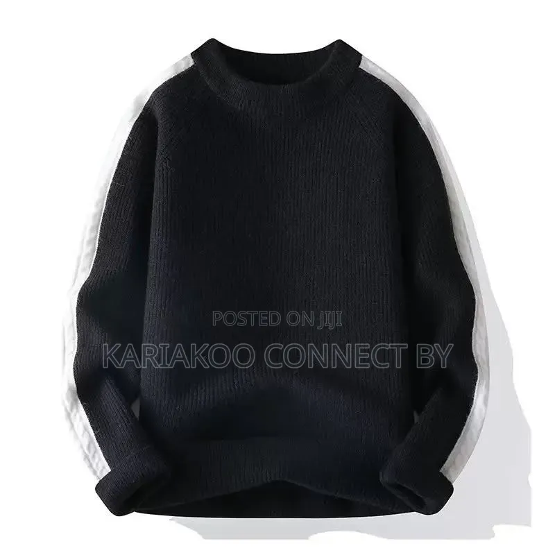 Men's Contrast Stripe Rib-Knit Sweater
