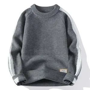 Men's Contrast Stripe Rib-Knit Sweater