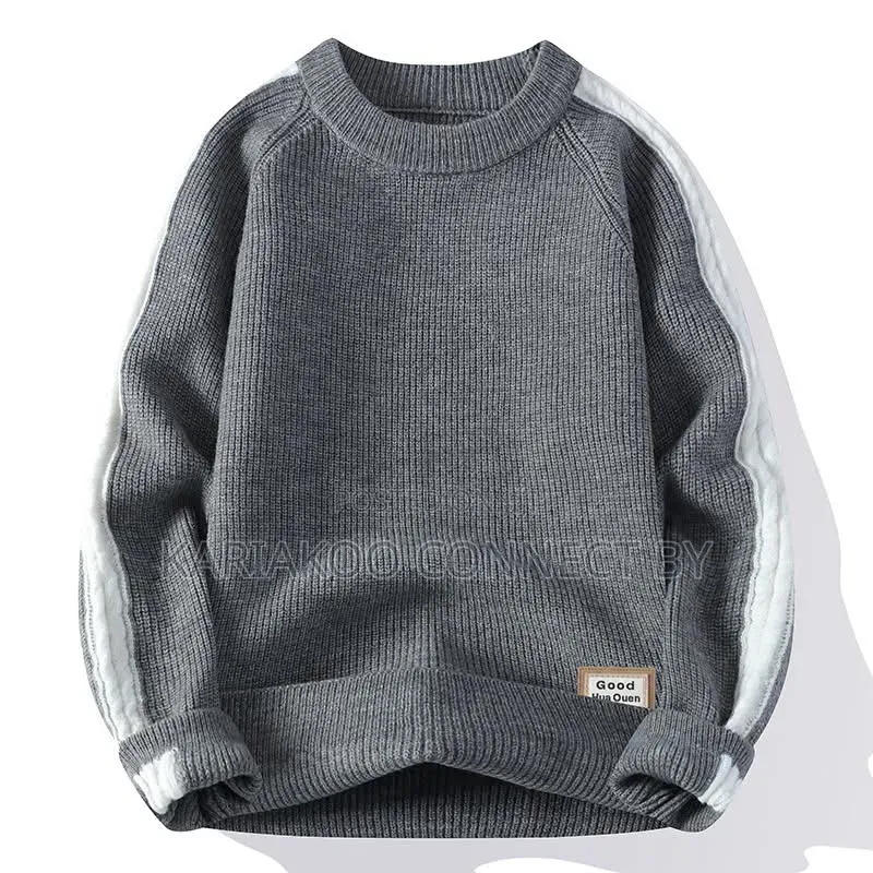 Men's Contrast Stripe Rib-Knit Sweater