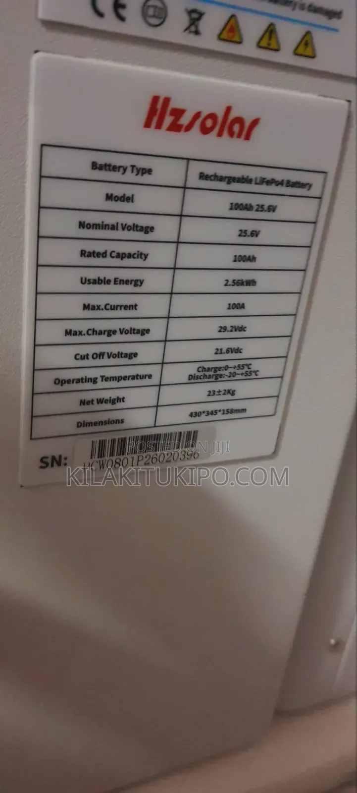 Hzsolar Lithium Battery 25.6v 100ah