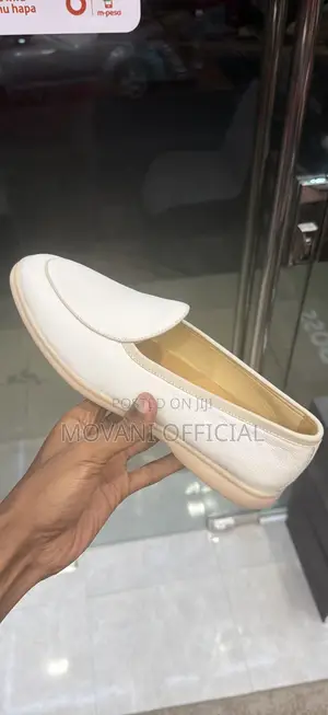 Movani Cream Plain Leather Loafer