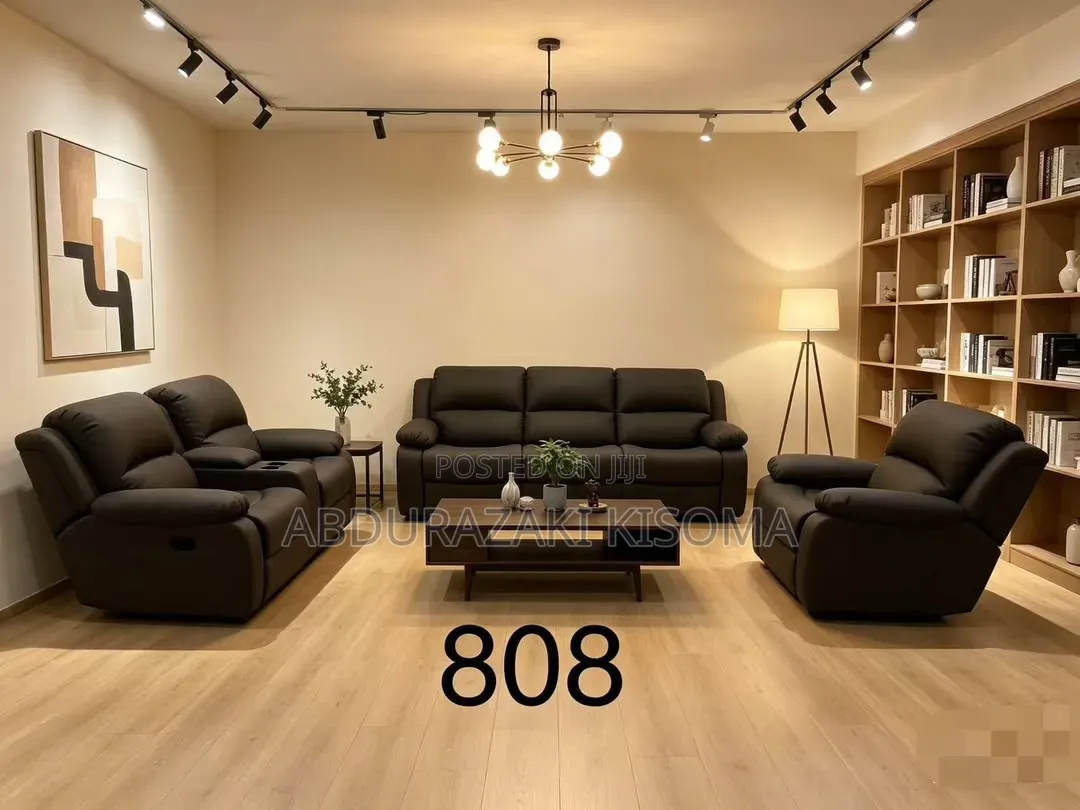 Sofa Set 808: Contemporary Dark Brown Recliner Set