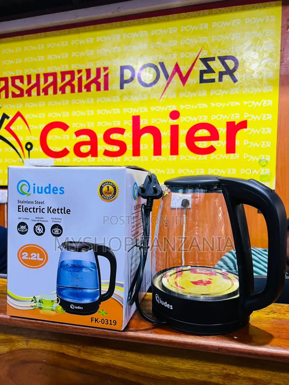 Qiudes Electric Hot Water Glass Kettle 2.2 Liters