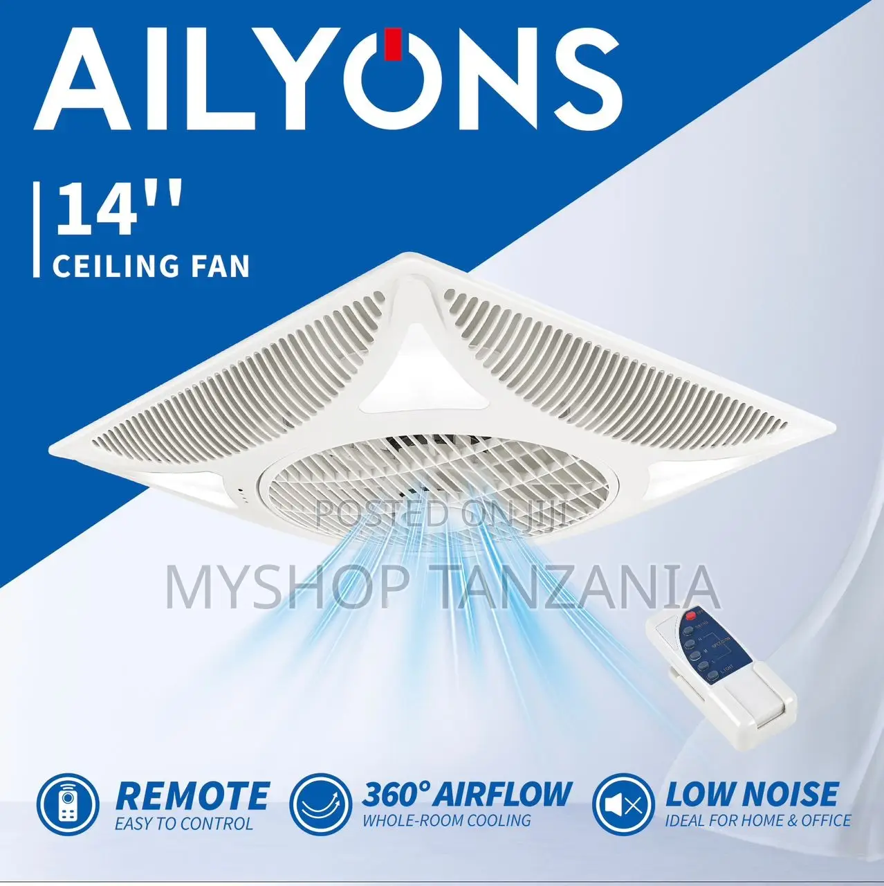 Ailyons Ceiling Fan Size 14 3600 Airflow