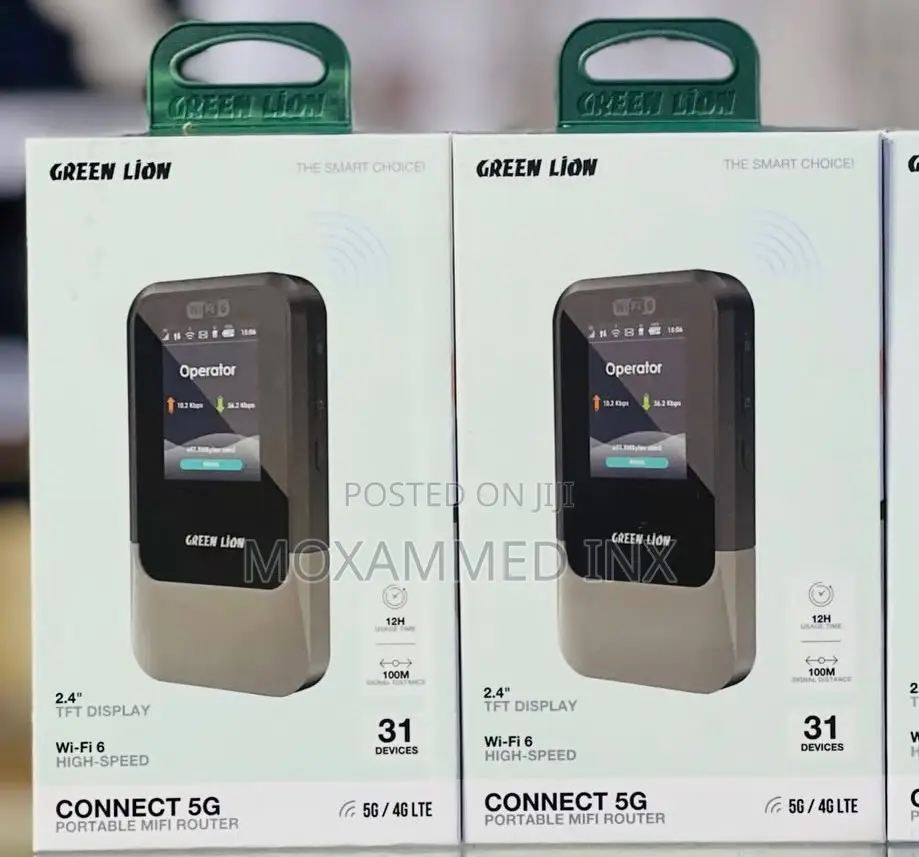Green Lion Connect 5g Portable Mifi Routerfeaturing a 2.4-Inch TFT