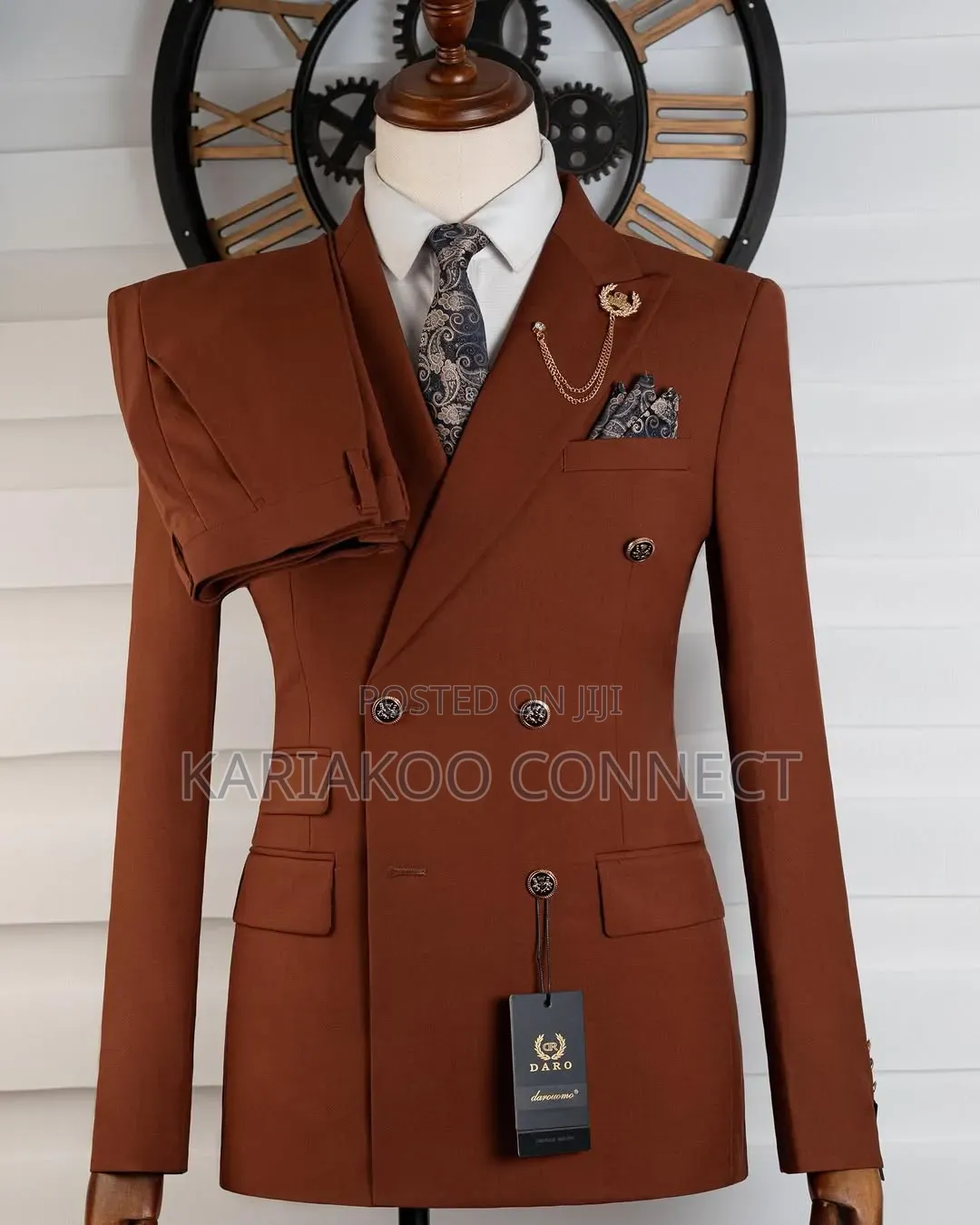Burnt Brown Double Breasted Format Suit