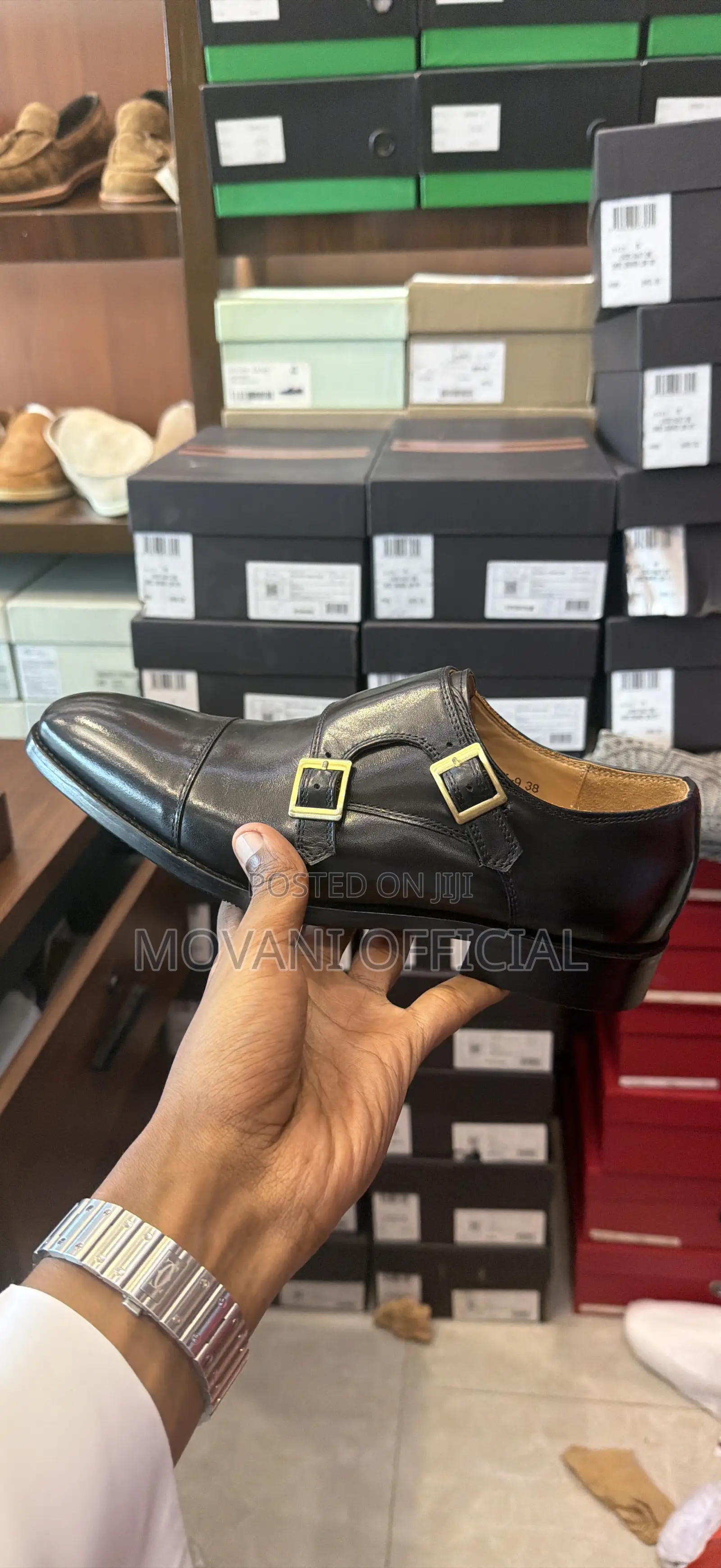 Black Double Monk Strap Shoe