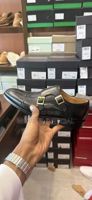 Black Double Monk Strap Shoe