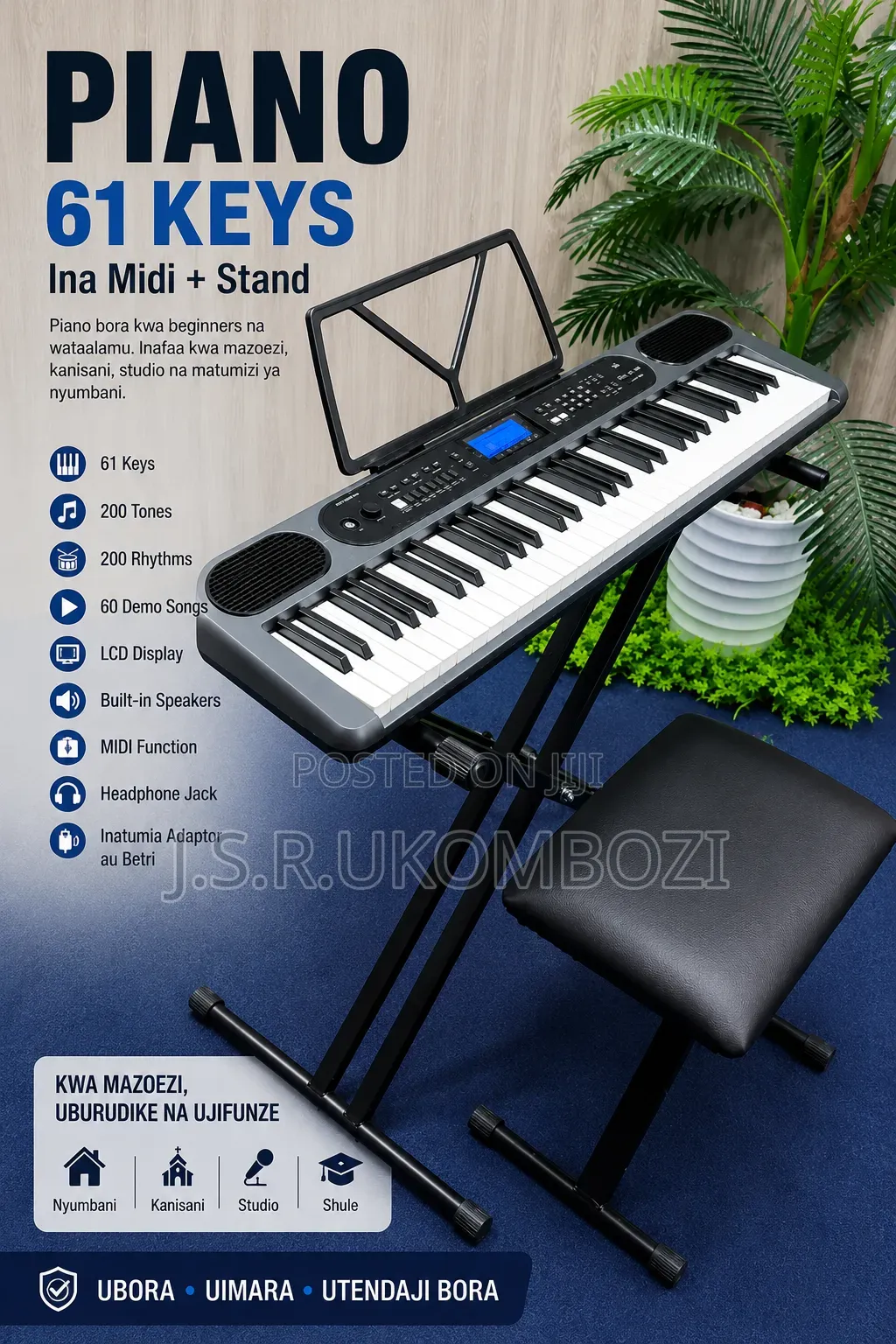 Electronic Keyboard Ym 399 With Chairs Stand Full Set