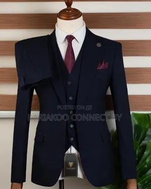 Premium Navy Blue Executive 3-Piece Suit