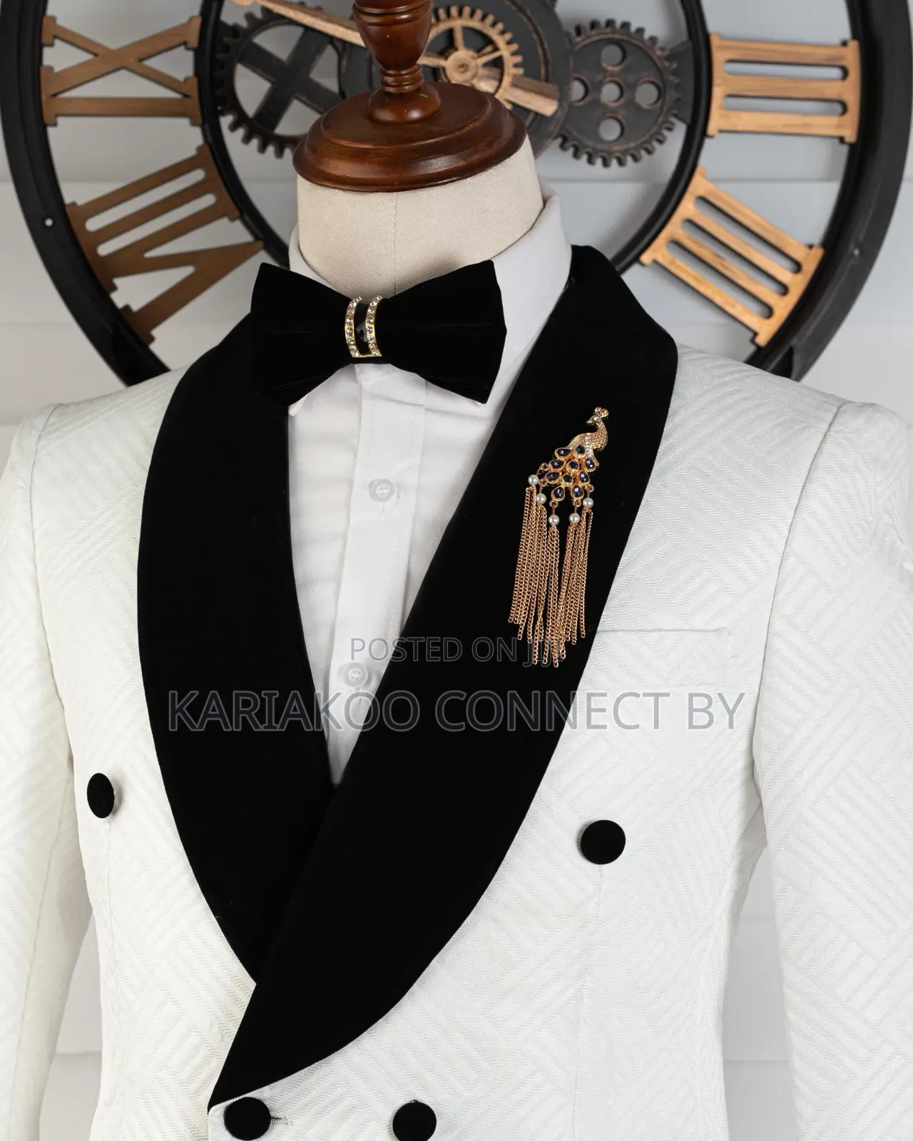 Premium White Velvet Black Luxury Tuxedo 