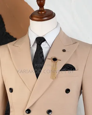 Premium Beige Double-Breasted Suit