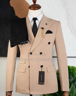 Premium Beige Double-Breasted Suit