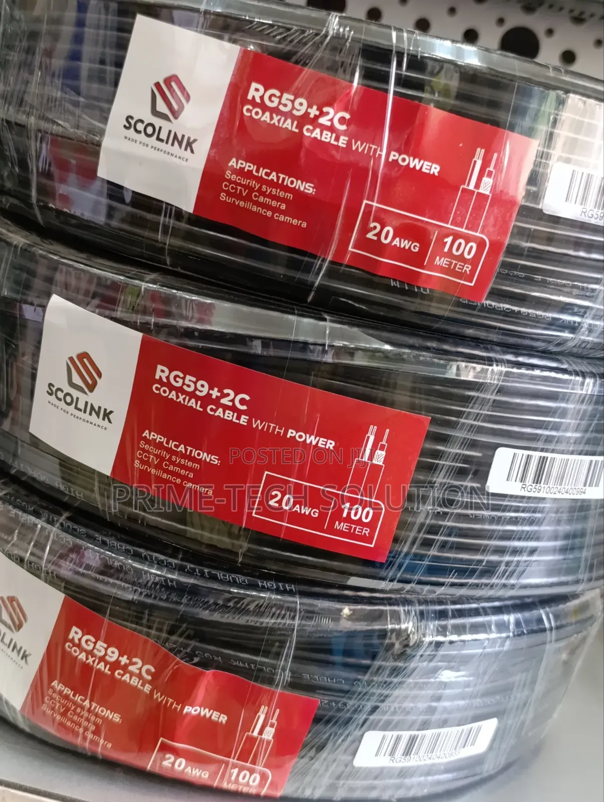 Scolink Rg59+2c Coaxial Cable 100m 20awg — Kwa Cctv | Tz