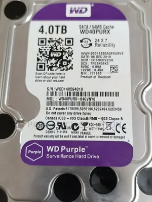 Wd Purple 4tb Surveillance HDD Wd40purx — DVR NVR | Tz