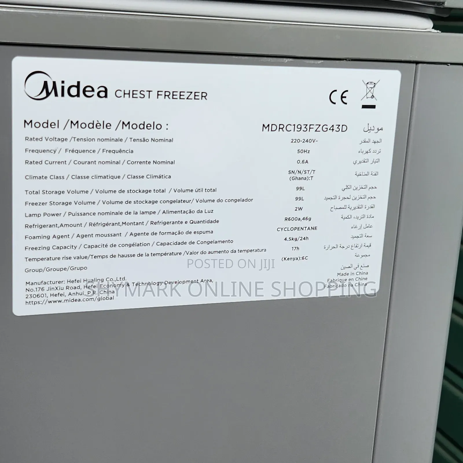 Midea Chest Freezer Single Door 99l