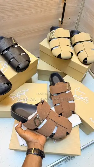 Christian Louboutin Sandal Are Beige Suede and Cl Branded Strap Detail