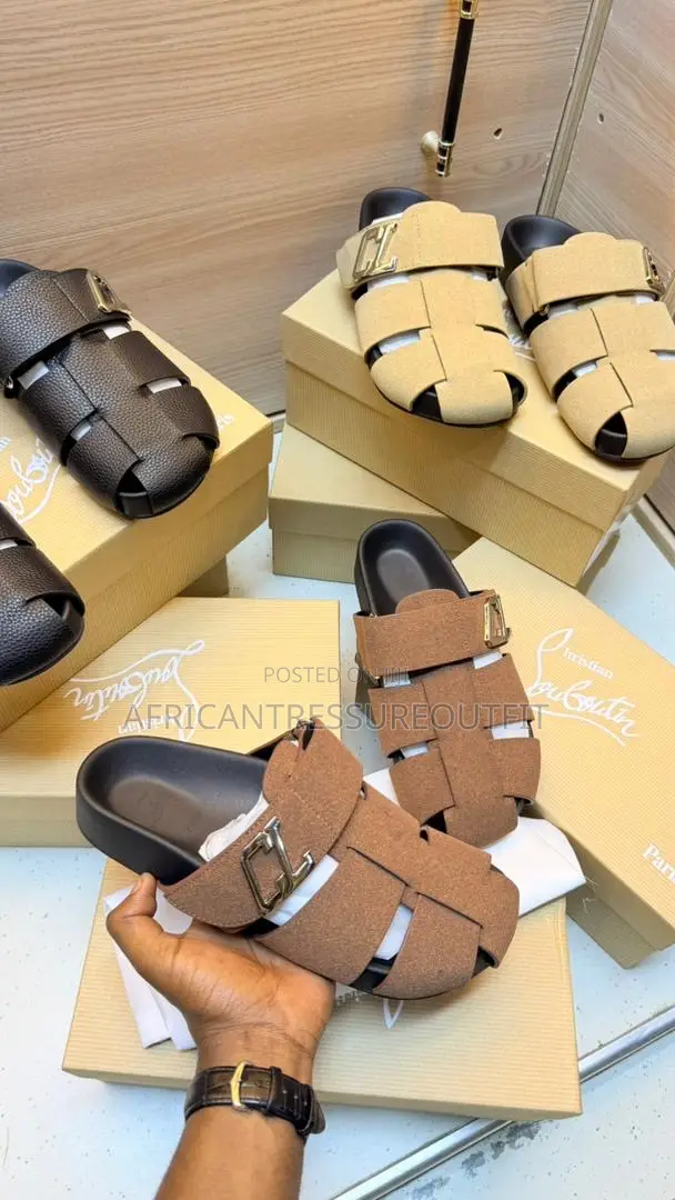 Christian Louboutin Sandal Are Beige Suede and Cl Branded Strap Detail
