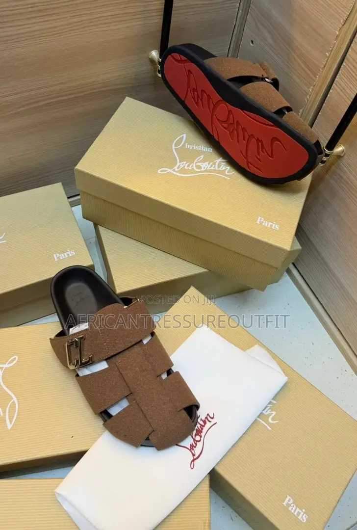 Christian Louboutin Sandal Are Beige Suede and Cl Branded Strap Detail