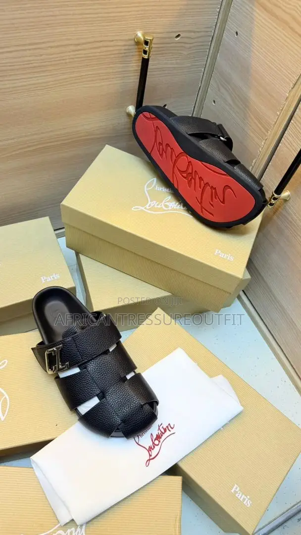 Christian Louboutin Sandal Are Beige Suede and Cl Branded Strap Detail