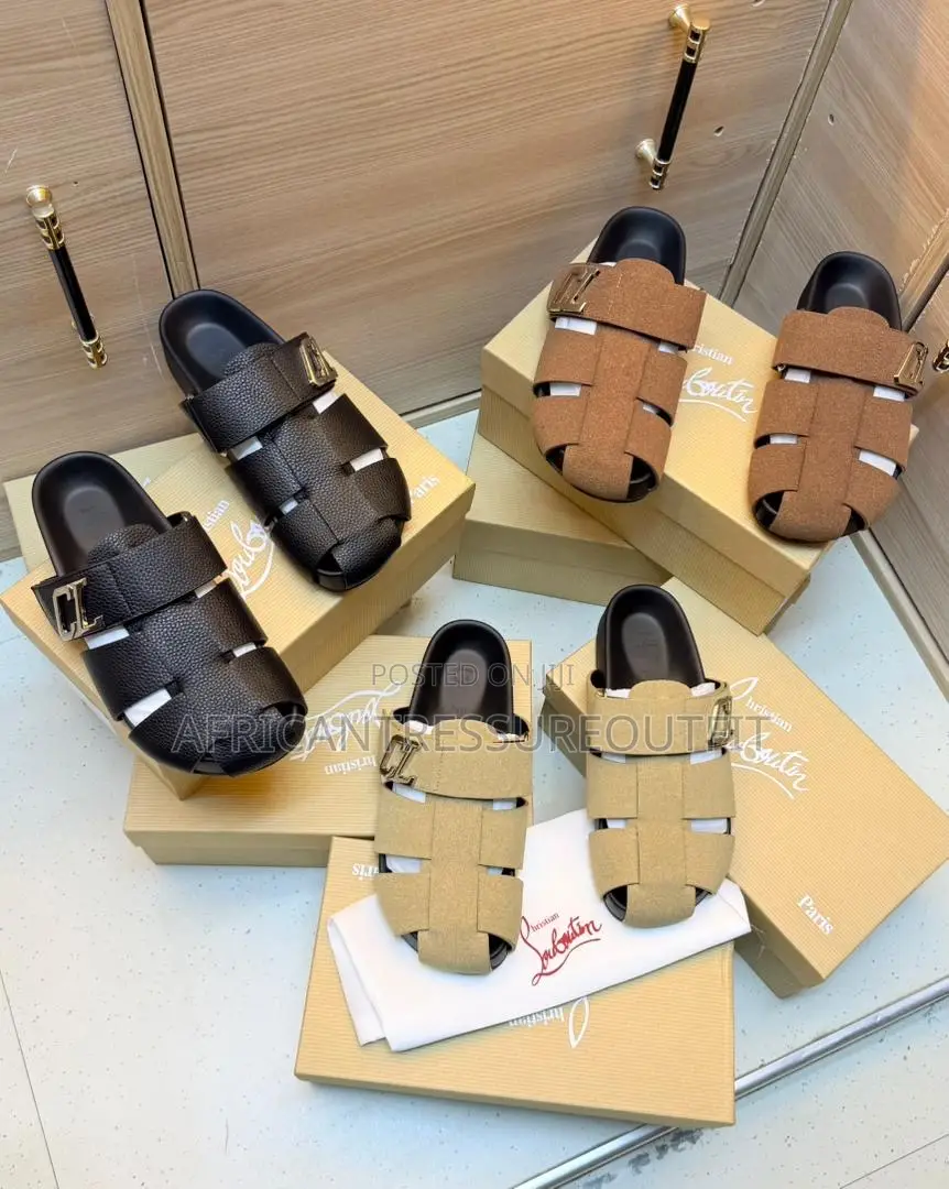 Christian Louboutin Sandal Are Beige Suede and Cl Branded Strap Detail