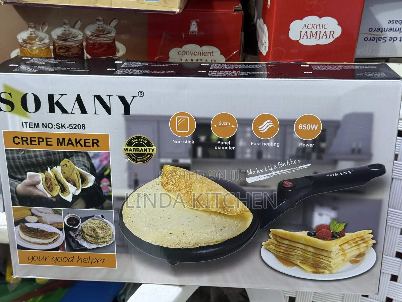 Sokany Crepe Maker, 20cm, 650w