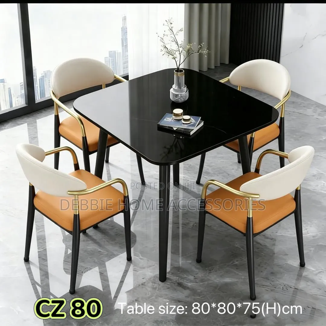 Cz 80 Modern Space-Saving Dining Table Set(4-Classic Chairs)