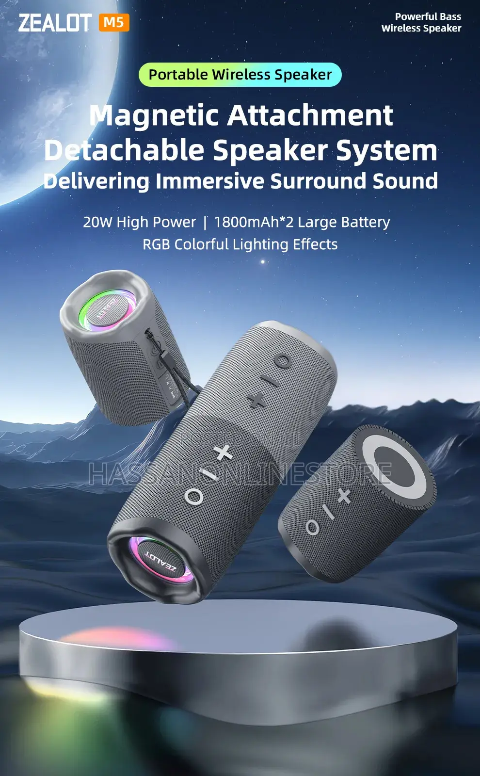 Zealot M5 2 in 1 Magnetic Bluetooth Speaker