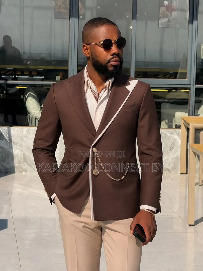 Premium Chocolate Brown Asymmetrical 3-Piece Slim Fit Suit