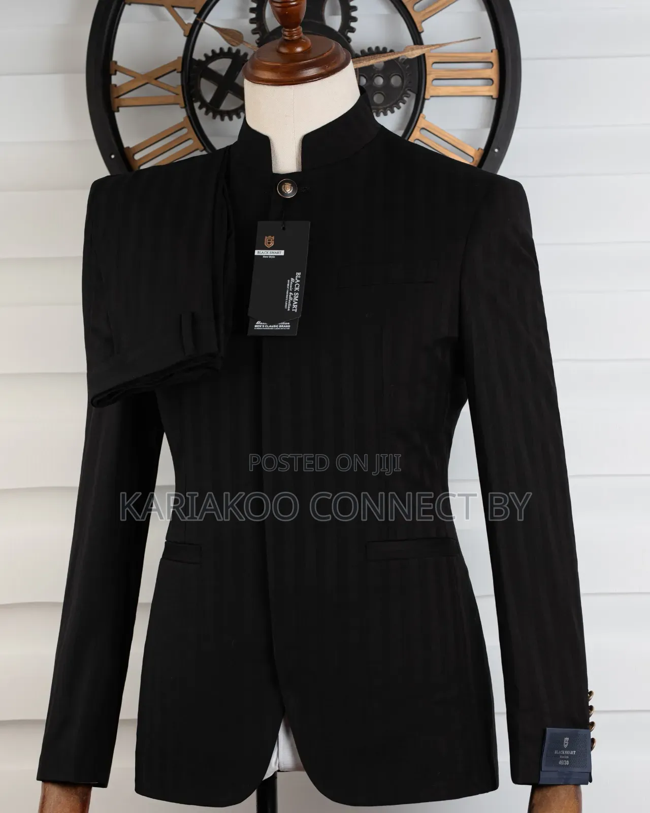 ​Royal Black Mandarin Executive Two-Piece Suit